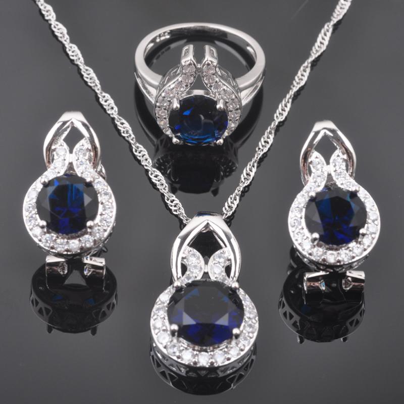 earrings & necklace classic blue zirconia women's silver color jewelry sets earrings/pendant/necklace/rings qz0265 
earrings & necklace classic blue zirconia women's silver color jewelry sets earrings/pendant/necklace/rings qz0265