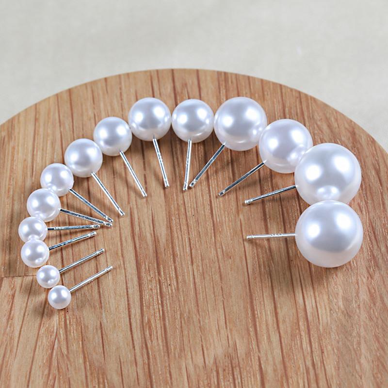 Dangle & Chandelier S925 Silver Needle Stud Earrings Women's Anti-Pearl Personality Fashion Hole Simple And Versatil