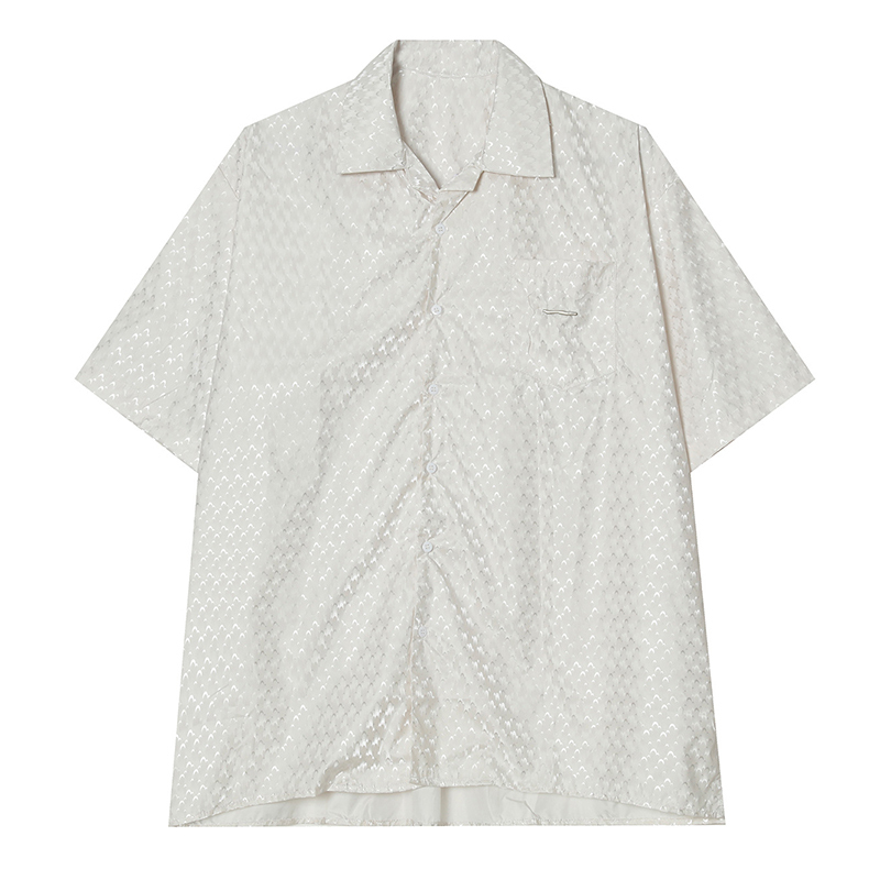 IEFB Men's Clothing Summer Trend Shirt Men's Simple Solid Color Loose Short Sleeve Shiny Korean Tcausal Shirts 9Y7120 210524