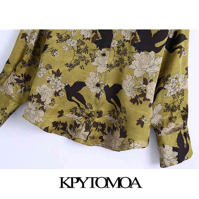 Women Fashion Floral Print Soft Touch Blouses Long Sleeve Button-up Female Shirts Blusas Chic Tops 210420