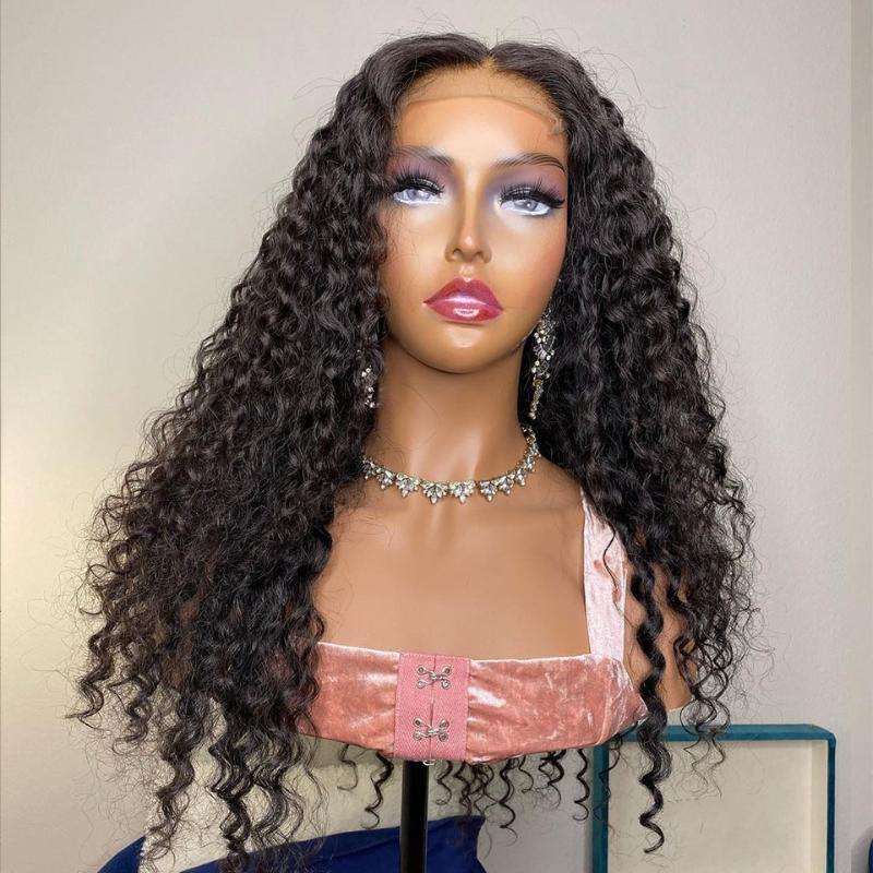 Lace Wigs 13x4 Front Human Hair For Black Women Deep Curly 180% High Density Brazilan Remy Pre Plucked Wig