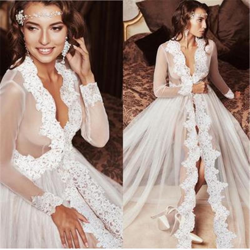 2021 Sexy Deep V-neck Women Long Dress Fashion Lace Sheer Mesh Sleeves Ladies See Through White Wedding Vestido, As pic
2021 Sexy Deep V-neck Women Long Dress Fashion Lace Sheer Mesh Sleeves Ladies See Through White Wedding Vestido, As pic