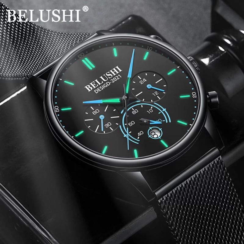 Wristwatches BELUSHI Watch Men Quartz Chronograph Sport Wristwatch Ultra Thin Mesh Band Stainless Steel Calendar Luminous Clocks Male Gifts, Black yellow
Wristwatches BELUSHI Watch Men Quartz Chronograph Sport Wristwatch Ultra Thin Mesh Band Stainless Steel Calendar Luminous Clocks Male Gifts, Black yellow