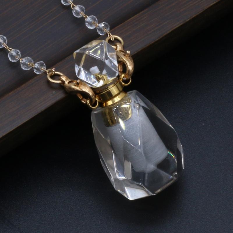 Pendant Necklaces Natural Clear Quartz Stone Perfume Bottle Charms Crystal Beads Chain Essential Oil Vial Necklace For Women Romantic Gift
Pendant Necklaces Natural Clear Quartz Stone Perfume Bottle Charms Crystal Beads Chain Essential Oil Vial Necklace For Women Romantic Gift