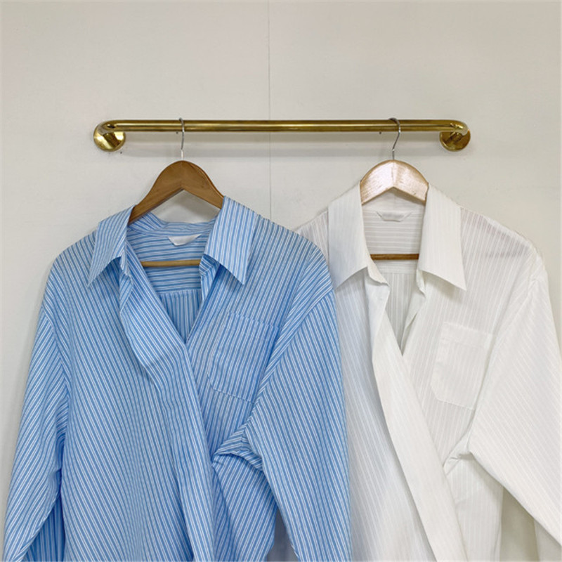 OL Elegant Striped Shirt Femme Autumn Vintage Women Blouses Long Sleeve Lapel Loose Tops Woman Clothes Blusas 210421