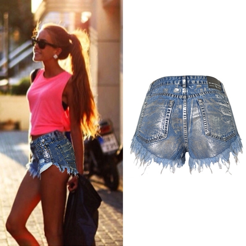 Summer jean shorts for woman high waisted women beach rivert ripped casual sexy denim plus size 210521