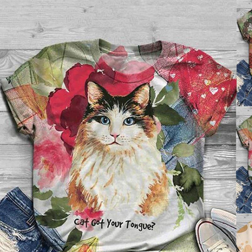 women t shirt harajuku plus size short sleeve 3d kitty cat printed o neck tee camisetas mujer, White
women t shirt harajuku plus size short sleeve 3d kitty cat printed o neck tee camisetas mujer, White