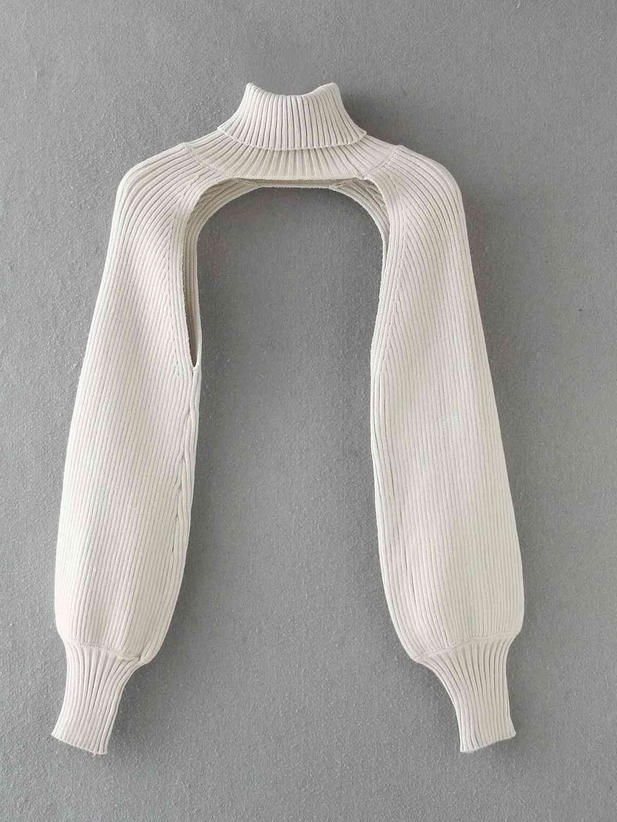 Women Sweater Lantern Sleeve Turtleneck Pullovers Irregular Sexy White Knitting Tops 210513