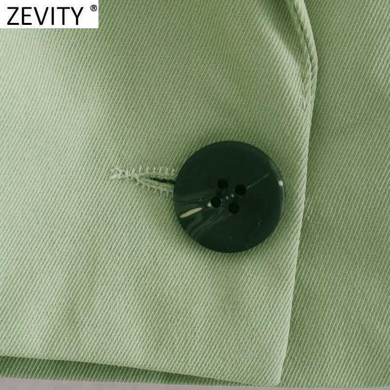 Zevity Women Vintage Long Sleeve Solid Short Slim Blazer Coat Female High Street One Button Outerwear Chic Crop Tops CT719 210930