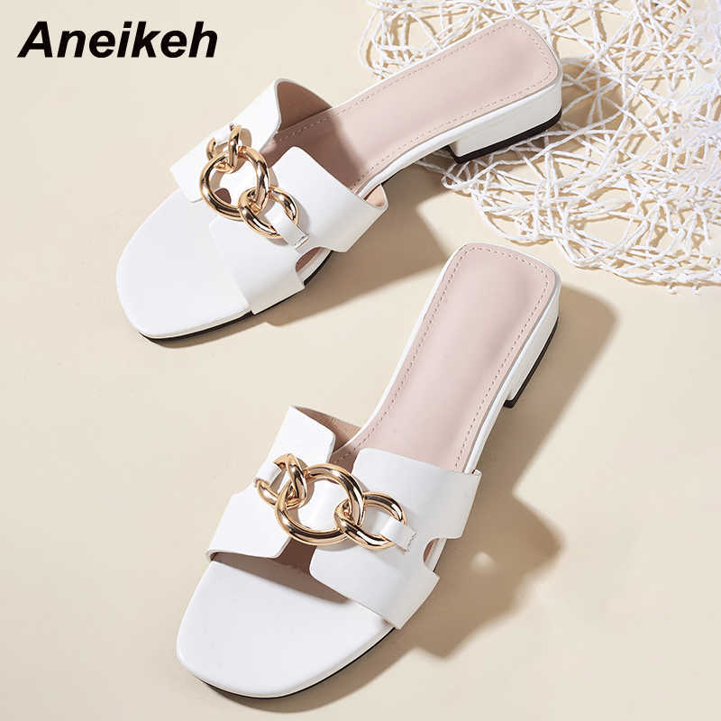 Aneikeh Women Shoes Summer Fashion Slippers PU Peep Toe Square Heel Rome Sandalias Metal Decoratio Bling Shallow Casual 210615, Black
Aneikeh Women Shoes Summer Fashion Slippers PU Peep Toe Square Heel Rome Sandalias Metal Decoratio Bling Shallow Casual 210615, Black
