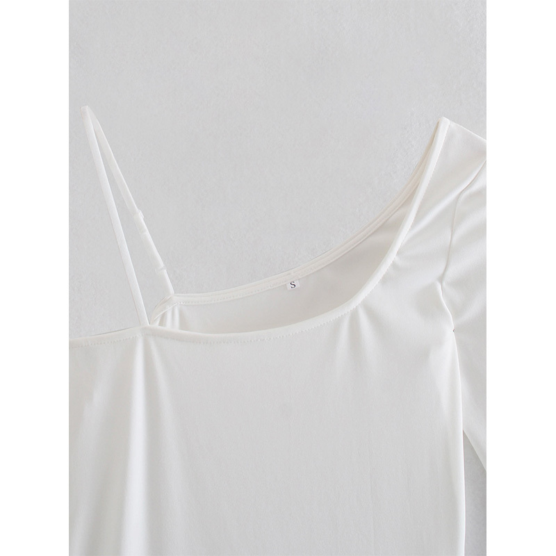 Women White Dress Asymmetric Above Knee Dresses Chic Lady Fashion Casual Clothes 210517