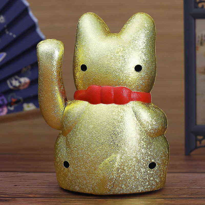 Chinese Feng Shui Beckoning Cat Wealth White Waving Fortune/ Lucky 6"H Gold Silver Gift for Good Luck Kitty Decor 211108