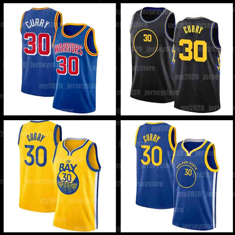 Golden State''Warriors''2021 Stephen Curry Jersey 30 11 33 Klay Thompson James Wiseman Basketball Men Youth 75th City Davidson Wildcat College Anniversary, Men jersey(y s)