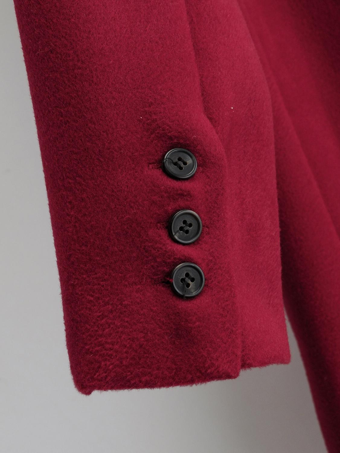 Winter Wine red Woolen Blends Coat one Button Notched Collar Long Sleeve Knee Length OL Trench Outerwear 210429