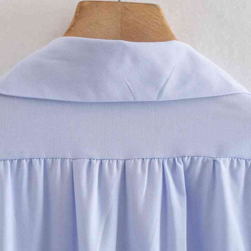 Summer Women Elastic Waist Blue Mini Dress Female Nine Quarter Sleeve Clothes Casual Lady Loose Vestido D7660 210430