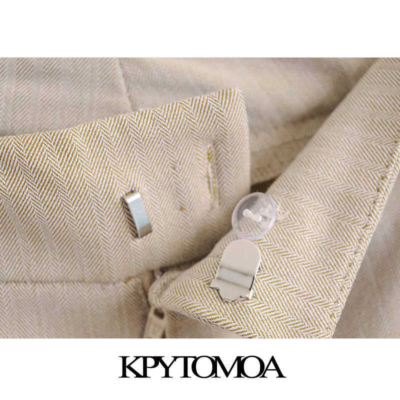 KPYTOMOA Women Chic Fashion Office Wear Side Pockets Shorts Vintage High Waist Zipper Fly Female Short Pants Mujer 210714