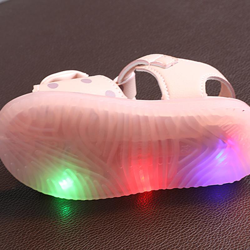 Sandals Summer Bow Children Shoes Girls LED Baby Korean Party Princess Soft Beach Solid For 2-8 Years Old