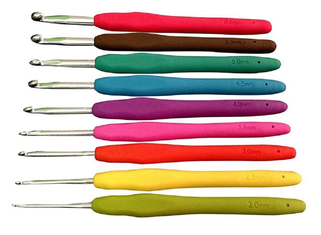 2021New 9PC/Set Color Silicone Soft Handle Metal Set DIY Knitting Needles Crochet Tool Hook Pin DHL Free shipping