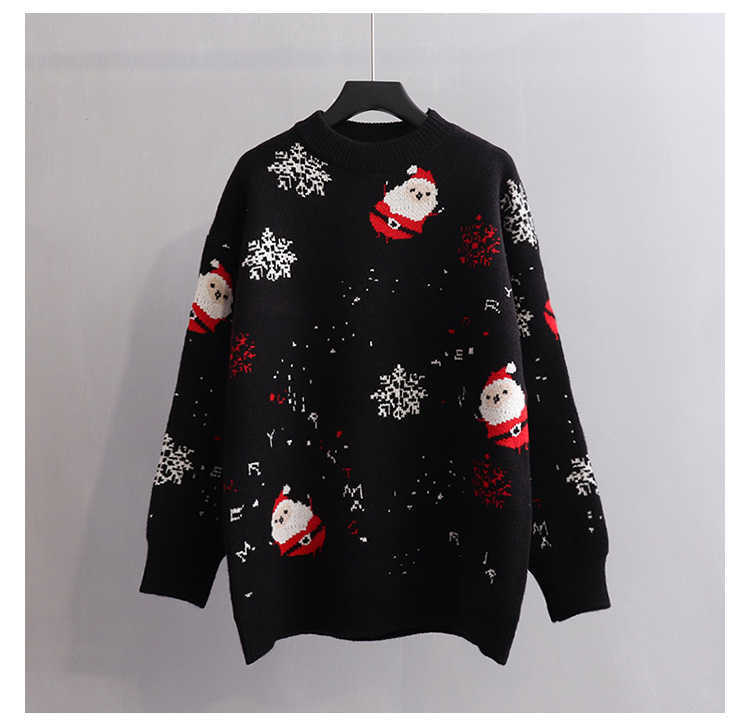 H.SA Christmas Sweater for Women Winter Knit Jumpers Long Sleeve Knitwear Oversized Pull Femme Thick Warm Snowman Sweater 210716