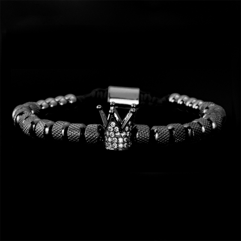 New Micro Pave CZ Crown Royal Charm Men&Women Bracelets Stainless Steel Crystals Bangles Couple Handmade Jewelry Gift