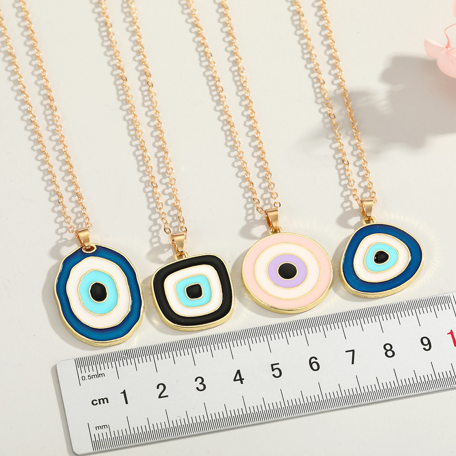 Fashion Enamel Geometry Evil Eyes Pendant Necklace For Womens Jewelry Big Turkish Eye Chains Choker Necklaces Clavicel Chains for women jewelry