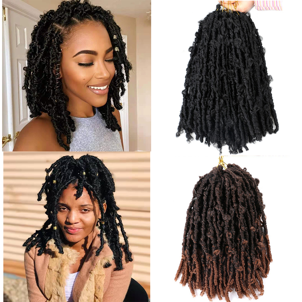 

LANS Synthetic Butterfly Locs Crochet Hair Extension 14 Inch Pre Looped Long Distressed Faux Hair Extensions 20 strands/pcs LS15, T27