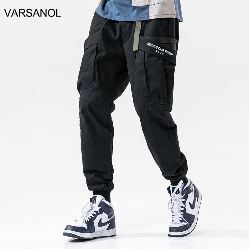 Mens Joggers Tactical Pants Black Side Pockets Cargo For Men Jogging Streetwear Tracksuit Trousers Cotton Loose Clothing Men's