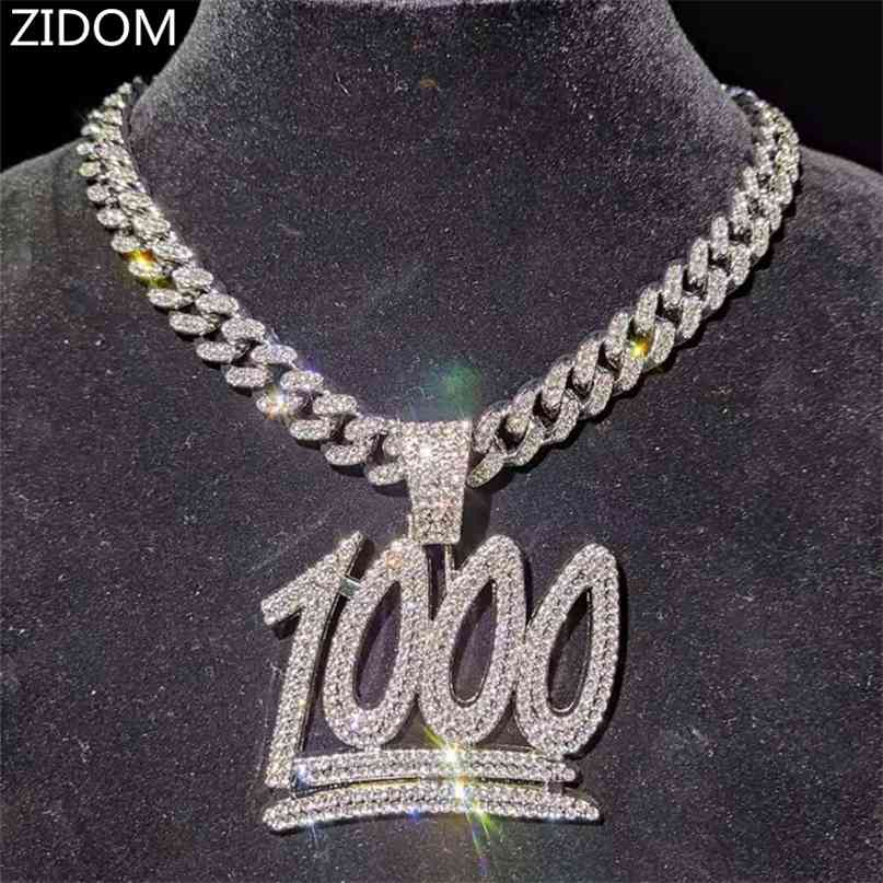 Men Hip Hop 1000 Number Pendant Necklace with 13mm Miami Cuban Chain Iced Out Bling HipHop Necklaces Male Fashion Jewelry 210721
Men Hip Hop 1000 Number Pendant Necklace with 13mm Miami Cuban Chain Iced Out Bling HipHop Necklaces Male Fashion Jewelry 210721
