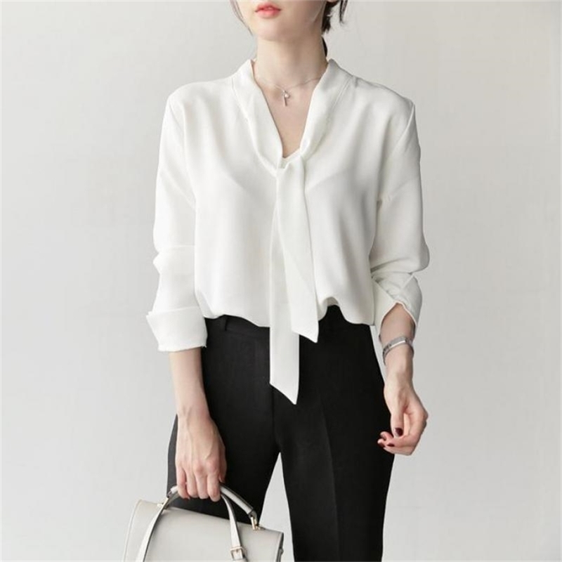 Spring Autumn V-neck Bow Slim Chiffon Shirt Korean Fashion Elegant Women Ol Long Sleeve White Blouse Blusas Tops Clothing 210525
Spring Autumn V-neck Bow Slim Chiffon Shirt Korean Fashion Elegant Women Ol Long Sleeve White Blouse Blusas Tops Clothing 210525