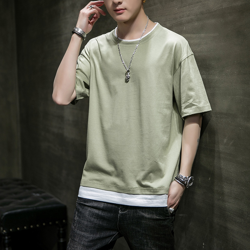 Mens T Shirts Fashion Summer O-Neck Slim Fit Short Sleeve Shirt Men Mercerized Cotton-Clothing Casual