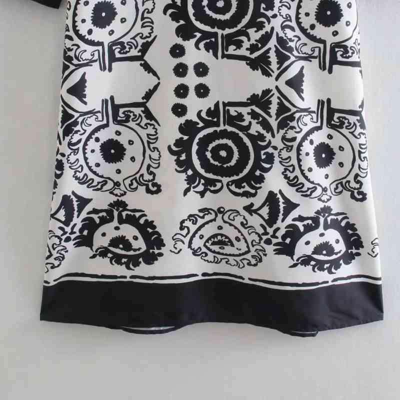 Summer Women Placement Print Midi Dress Female V Neck Long Sleeve Clothes Casual Lady Loose Vestido D7717 210430