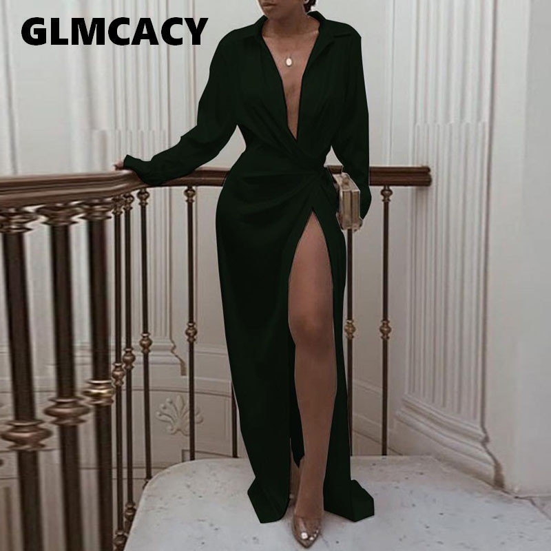 Women Solid Twisted Design Shirt Dress Long Sleeve Summer Dress High Split Maxi Dresses Vestidos De Verano, Black
Women Solid Twisted Design Shirt Dress Long Sleeve Summer Dress High Split Maxi Dresses Vestidos De Verano, Black
