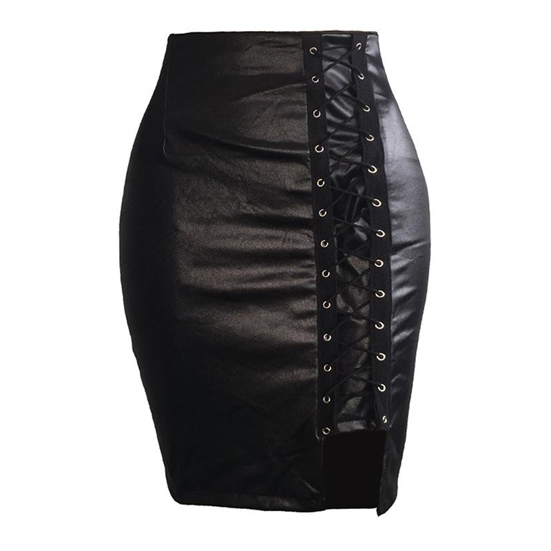 Criss Cross Women Pencil Skirts Vintage Side Split Bodycon High Waist Mini Skirt Fashion Elegant Ladies Spring