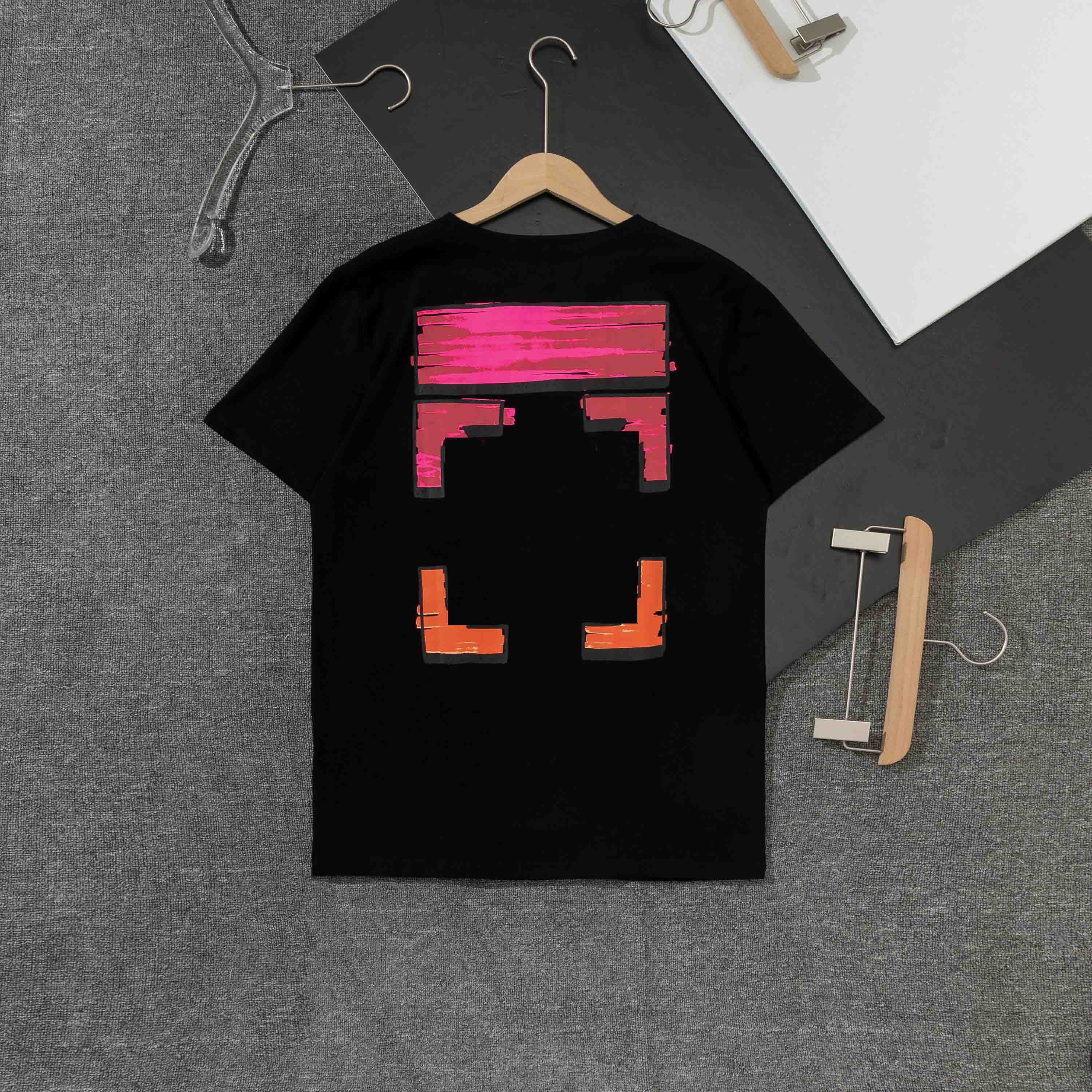 Off Fashion Cotton Short Sleeves T Shirts Mens Top Tee Red Print T-shirt Casual Tee Tops Back Printing Shirt EU SIZE