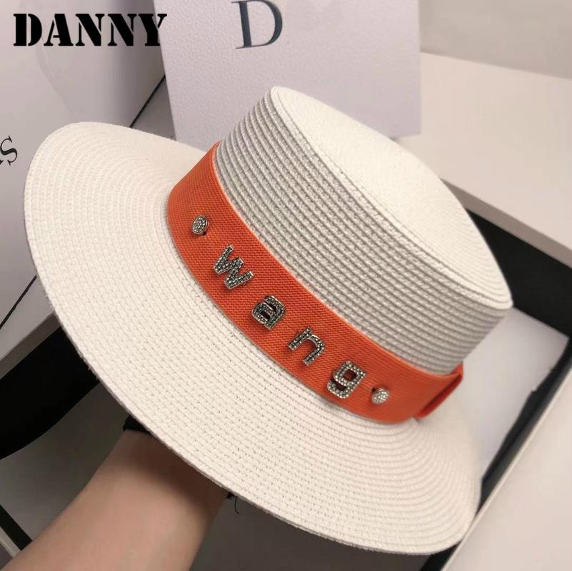 Wide Brim Hats Summer Panama Women's Beach Sunshade Straw Hat Solid Color Rhinestone Letters Fashion Designer Brand Elegant Sun, Blue;gray
Wide Brim Hats Summer Panama Women's Beach Sunshade Straw Hat Solid Color Rhinestone Letters Fashion Designer Brand Elegant Sun, Blue;gray