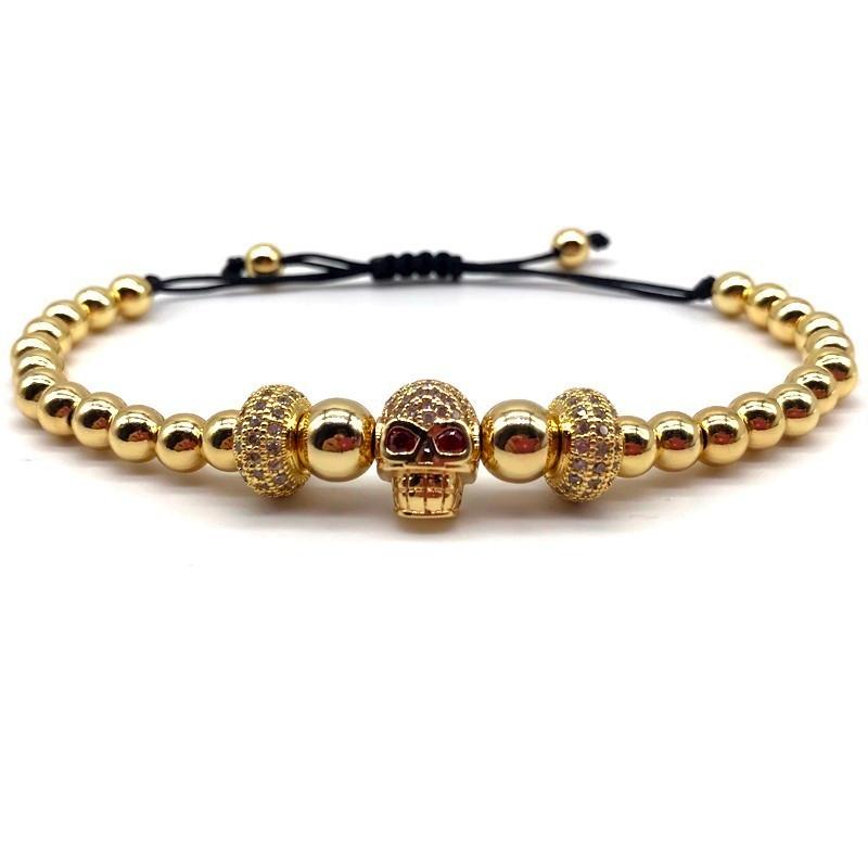 Charm Bracelets Punk Skull Ball Bracelet Men Luxury Royal Gold Color 4&6mm Braided Macrame Bead For Jewelry Gift, Golden;silver
Charm Bracelets Punk Skull Ball Bracelet Men Luxury Royal Gold Color 4&6mm Braided Macrame Bead For Jewelry Gift, Golden;silver