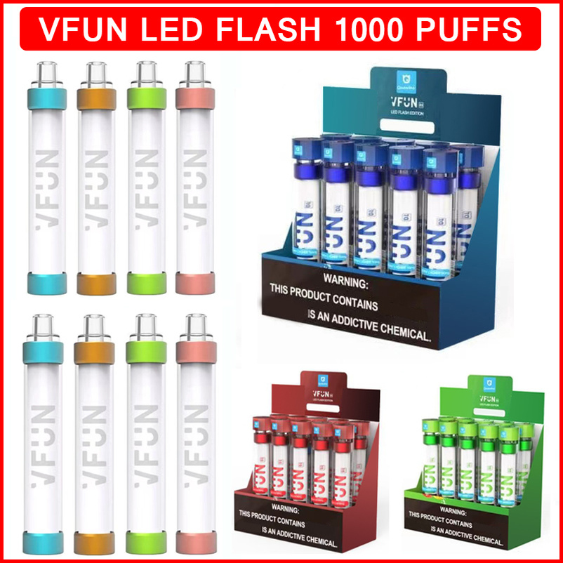 VFun LED Flash 1000 Puffs E Cigarette Disposable Device Kit 550mAh Battery 3ml Capacity Cartridge Vape Pen 10 Colors Electronic Cigarettes
VFun LED Flash 1000 Puffs E Cigarette Disposable Device Kit 550mAh Battery 3ml Capacity Cartridge Vape Pen 10 Colors Electronic Cigarettes