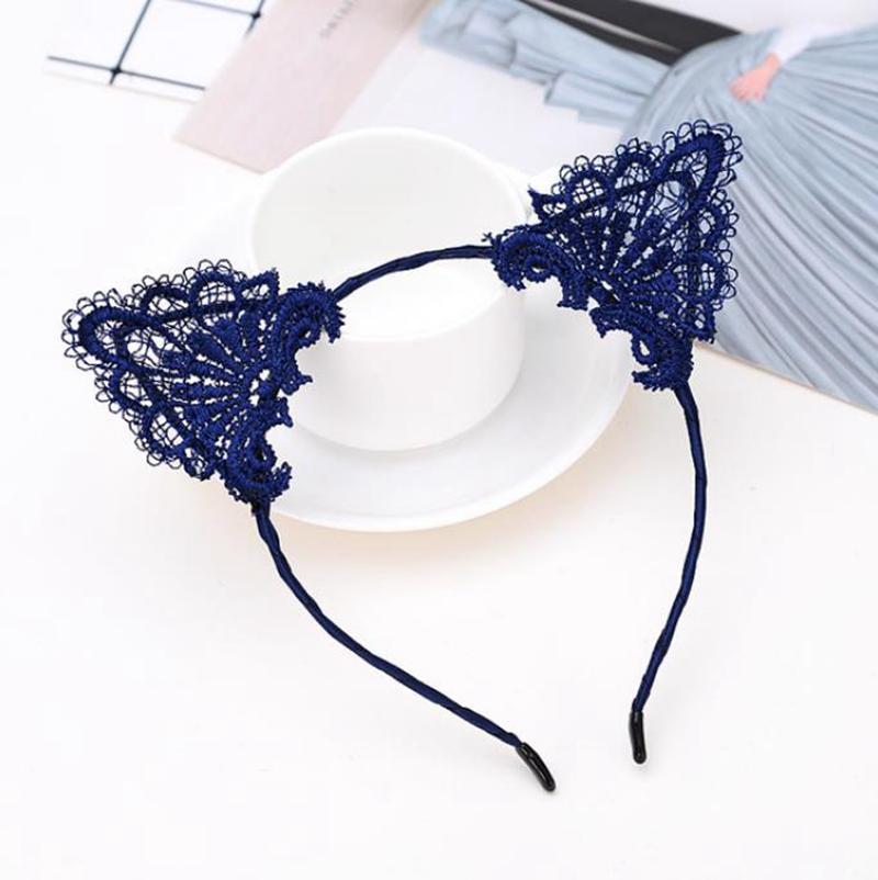 2022 new Lace Headband Cat Ear Girls Head Hoops Elastic Hair Band Wedding Party Photography Style Headwear Women Accessories 9 Colors