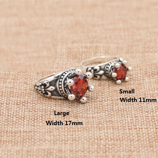High quality 925 sterling Solitaire rings with red stones American Europe antique handmade designer punk gothic Luxury jewelry accessories gifts