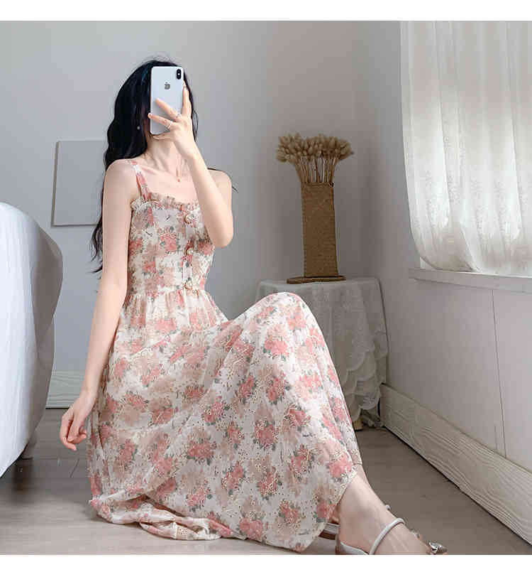 Women Summer Embroidery Floral Midi Dress Vintage Franch Style Female Strapless Casual Holiday Lady Boho Party Dress Vestido 210518