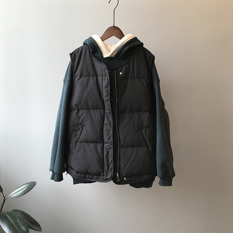 COZOK Winter Down Jacket Waistcoat for Women Without Collar and Loose Korean Vest Coat 3091 210521