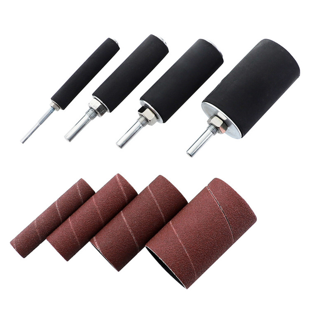 Sand Paper Roll Drum Sander Kit Sanding Belt Grit 80 120 Sandpaper Long Short With Spindle Case For Drill Press Rotary Tools