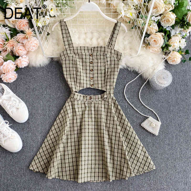 Women Plaid Skirt Arrivals Short Sling Backless Two Piece Set Fashion Sexy Temperament Spring Summer 11D116 210525, Light brown
Women Plaid Skirt Arrivals Short Sling Backless Two Piece Set Fashion Sexy Temperament Spring Summer 11D116 210525, Light brown