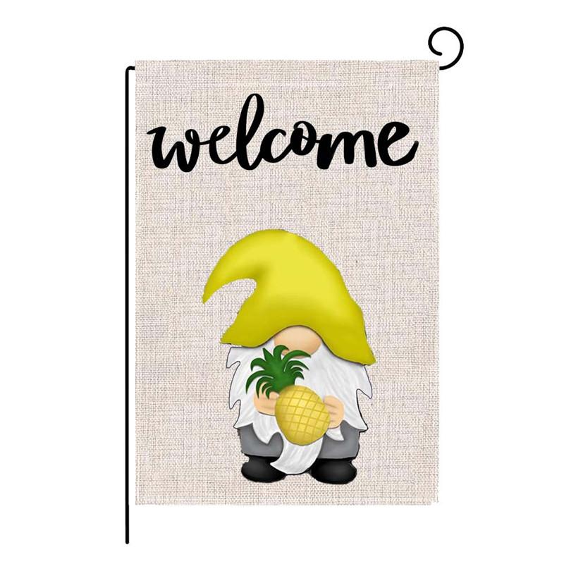 Summer Garden Flag Fruit Gnomes Double Size Printed Flax Outdoor Decorative Hanging Welcome Banner 32*47CM