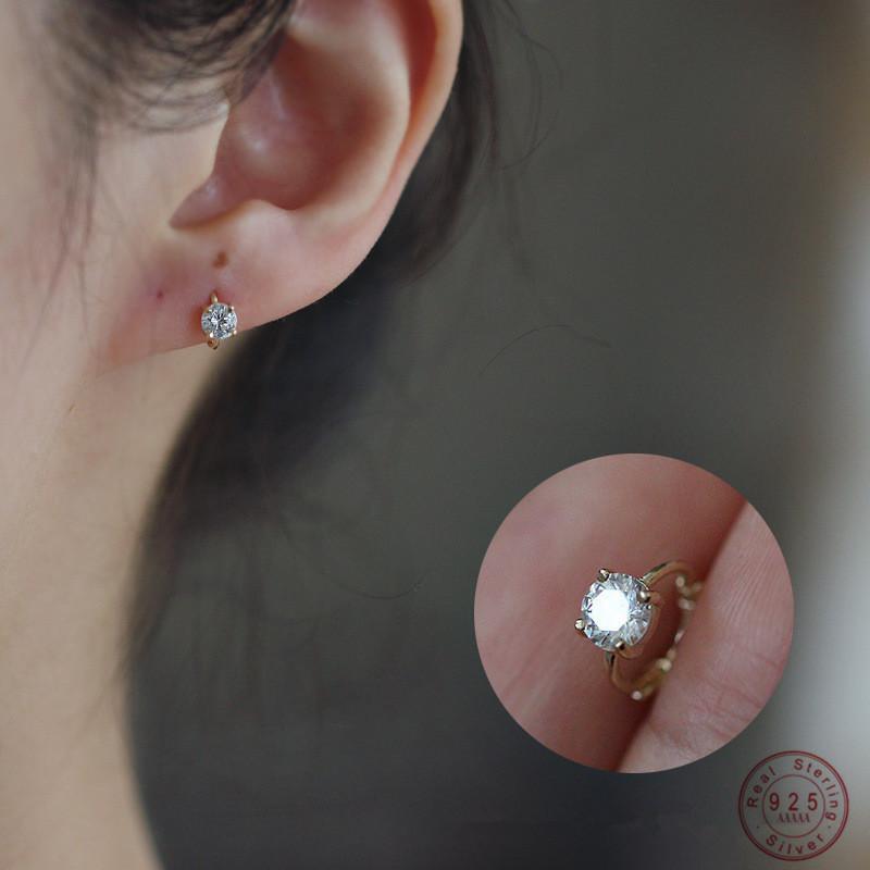 Stud 925 Sterling Silver Korea Simple Four Inlaid Zircon Earrings Women Plating 14K Gold Wedding Party Jewelry Gift, Golden;silver
Stud 925 Sterling Silver Korea Simple Four Inlaid Zircon Earrings Women Plating 14K Gold Wedding Party Jewelry Gift, Golden;silver