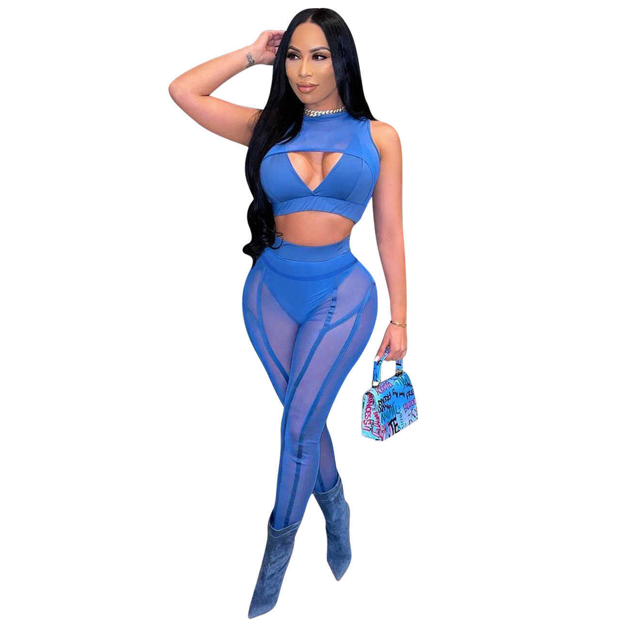 Designers Women Clothes 2023 summer new mesh stitched stripe casual slim fit pants Fashion