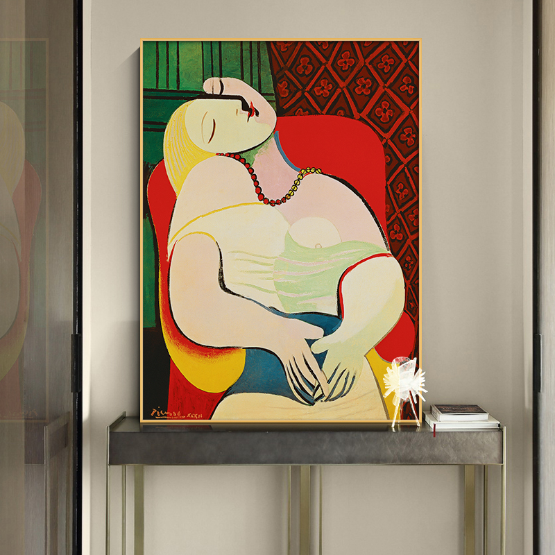 Dreaming Woman by Picasso Abstract Canvas Paintings Reproductions Impressionist Wall Art Posters and Print for Living Room Decor