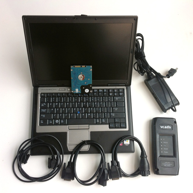 Truck diagnosis vcads pro diagnostic tool all cables with case 2 years warranty laptop d630 ssd super