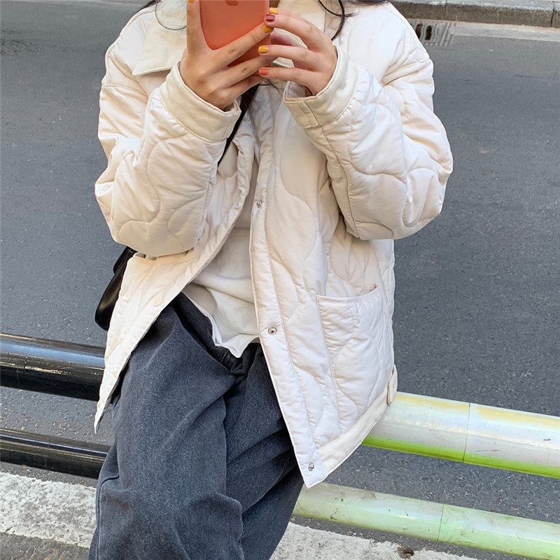 Winter Loose Casual Cover-Buttons Cardigans Jacket Fashion Outwear All-Match Brief Women Cotton Thick Warm Basic Jackets 210421