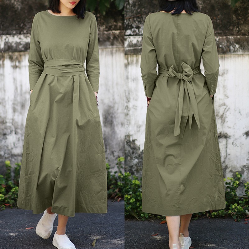 Retro Solid Maxi Dress Womens Autumn Sundress Belted ZANZEA 2021 Casual Long Sleeve Vestidos Female Cotton Robe Oversized 5XL, Black
Retro Solid Maxi Dress Womens Autumn Sundress Belted ZANZEA 2021 Casual Long Sleeve Vestidos Female Cotton Robe Oversized 5XL, Black